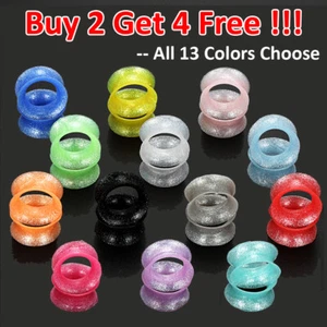 2pcs Silicone Ear Skins Pearlescent Glitter Ear Gauges Thin Ear Tunnels Plugs - Picture 1 of 24