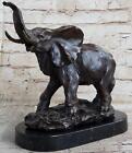 Signed Large African Elephant Safari Bronze Sculpture Marble Statue by Barye Art