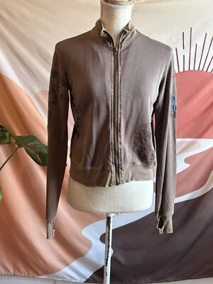 Da-Nang Y2K bordado para mujer pequeño verde oliva tema chino cremallera completa Foto 1 de 4