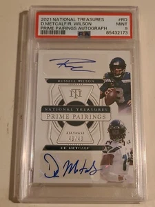 2021 National Treasures Prime Pairings Russell Wilson DK Metcalf /49 Auto PSA 9! - Picture 1 of 2