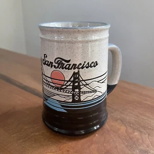 Vintage Speckled Large 5" Stoneware Mug San Francisco Golden Gate Monterey Japan - Picture 1 of 7