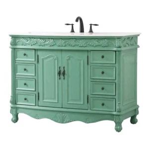 Elegant Decor Clarion 48" Solid Wood and MDF Single Bathroom Vanity in Mint - Picture 1 of 8