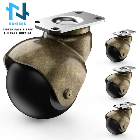 2" Antique Brass Casters, Set of 4, Swivel Spherical Caster, for Furniture, Sofa Cover