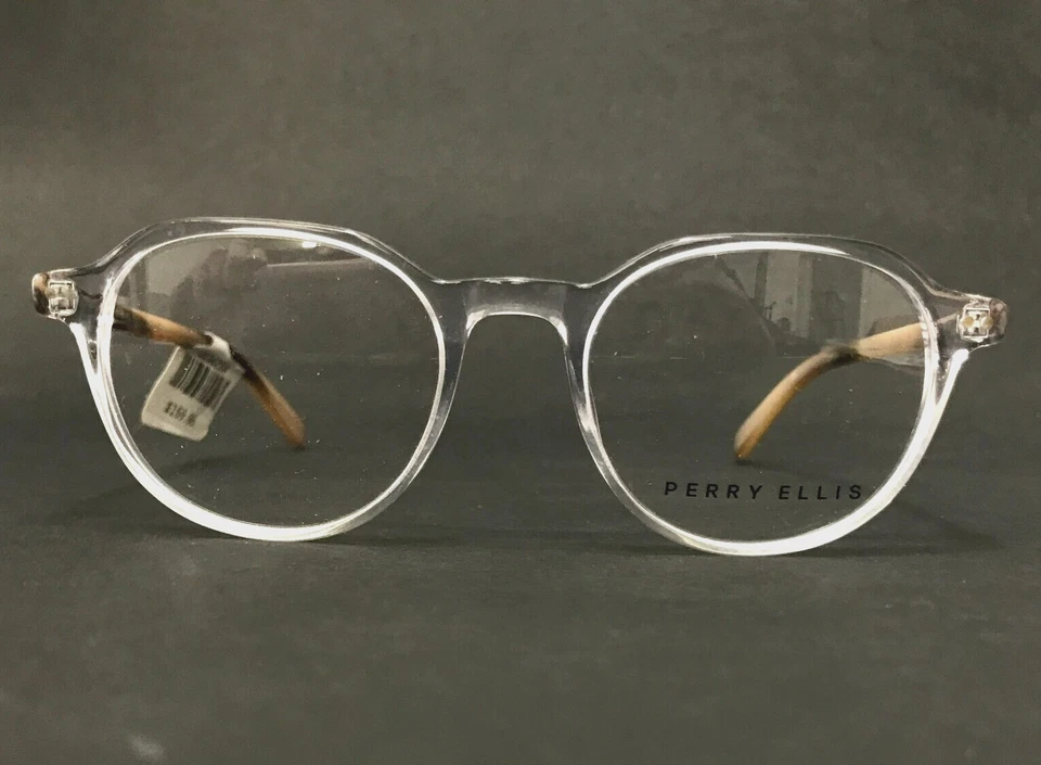 Perry Ellis Eyeglasses Frames PE409-1 Brown Clear Round Full Rim 49-19-140 - Image 1 of 4