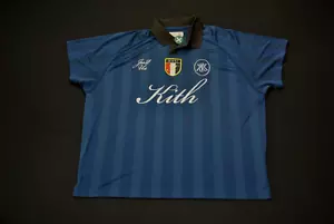 Kith Shadow Stripe Marcel Soccer Jersey Gulf Large L 24325VT - Picture 1 of 7