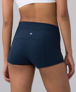 Pantalones Cortos Lululemon Wunder Mujer Tiro Alto Completo Sobre Espalda Azul Marino Talla 6 - Imagen 1 de 5
