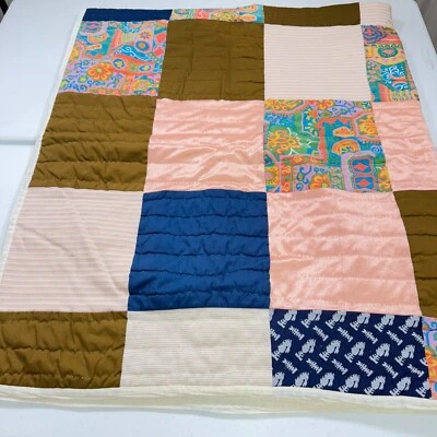 handmade quilt twin square patchwork cotton rustic primitive - Image 1 of 4