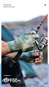 Fishing Gloves Half Finger High Elastic Ice Silk for Men Women Outdoor Riding - Picture 1 of 12