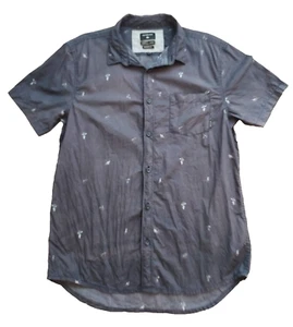 Quiksilver Modern Fit Men's Medium Casual Shirt Cotton Short Sleeve Charcoal - Foto 1 di 8