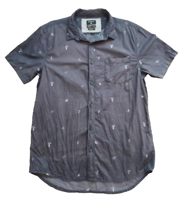 Quiksilver Modern Fit Men's Medium Casual Shirt Cotton Short Sleeve Charcoal - Image 1 of 4