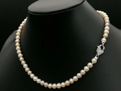 Collana donna perla naturale fermaglio argento 925 girocollo elegante - Immagine 1 di 4