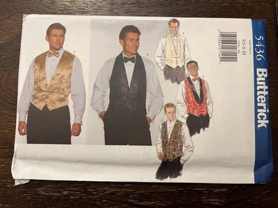Butterick 5436 UNCUT Sewing Pattern, Men's Vest & Bow-Tie, Size XS-S-M - Image 1 of 2