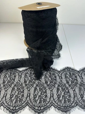 Lencería de costura carrete negro 9" W 138 Yd ribete de encaje pestañas Foto 1 de 4