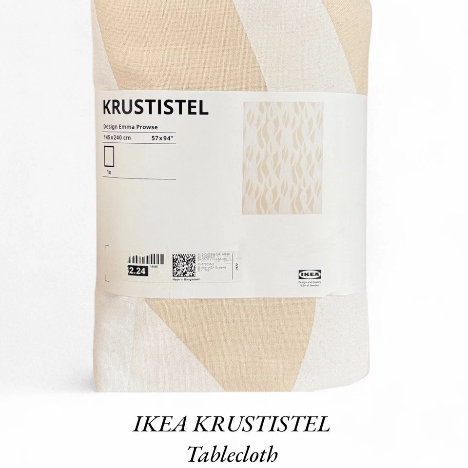 IKEA KRUSTISTEL White & Light Beige Patterned Tablecloth 57x94 " - Image 1 of 3