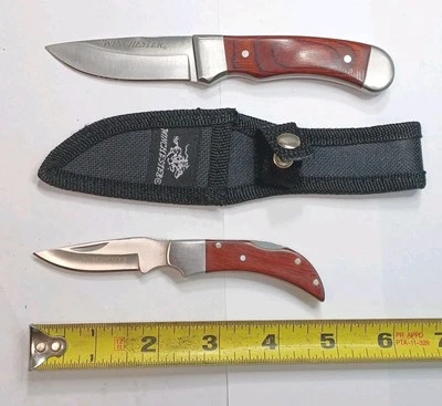 "Nueva Caja Abierta" 2 Cuchillos Winchester 2.5" Hoja Fija, W Funda, 2" Cuchillo Plegable Foto 1 de 4