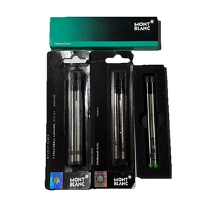 Lot If (6) pc Mont Blanc Mystery Black 2 Rollerball Refills & 2 Green Rollerball - Picture 1 of 4