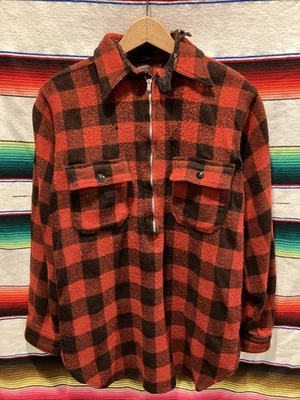 Vintage 40s 50s Pilgrim Sears Wool Chinstrap Quarter Zip  Flannel Small 20x28.5 - Image 1 of 4