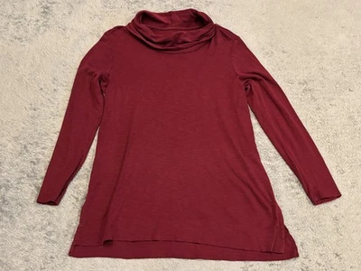 J.Jill Cowl Neck Long Sleeve Tunic Top Pima Cotton Womens Medium Red Casual - Image 1 of 4