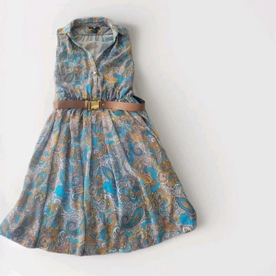 Новый H & M пейсли чистый Sleevless подпоясанный Midi Fress синий фестиваль богемное Fairycore 8 - Изображение 1 из 4