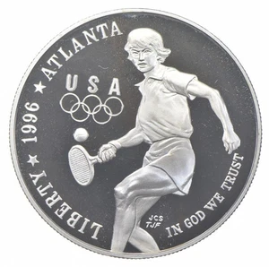 1996-P Proof Olympics Tennis Commemorative Silver Dollar $1 *7035 - Picture 1 of 3