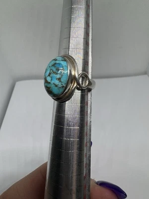 Anillo Firmado Azul Cobre Turquesa Plata de Ley 925 Talla 7 Foto 1 de 4