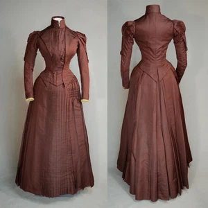 19th Century Duchess Visiting Costume Victorian Edwardian Walking Bustle Dress - Picture 1 of 9