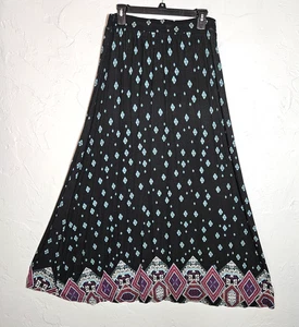 CATO Damenrock schwarz lila pink türkis elastischer Bund Größe Large 42" lang - Bild 1 von 7