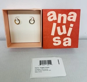 Ana Luisa Mini Huggie Hoop Earrings Women 14K Gold Plated & Sterling Silver U3 - Picture 1 of 2