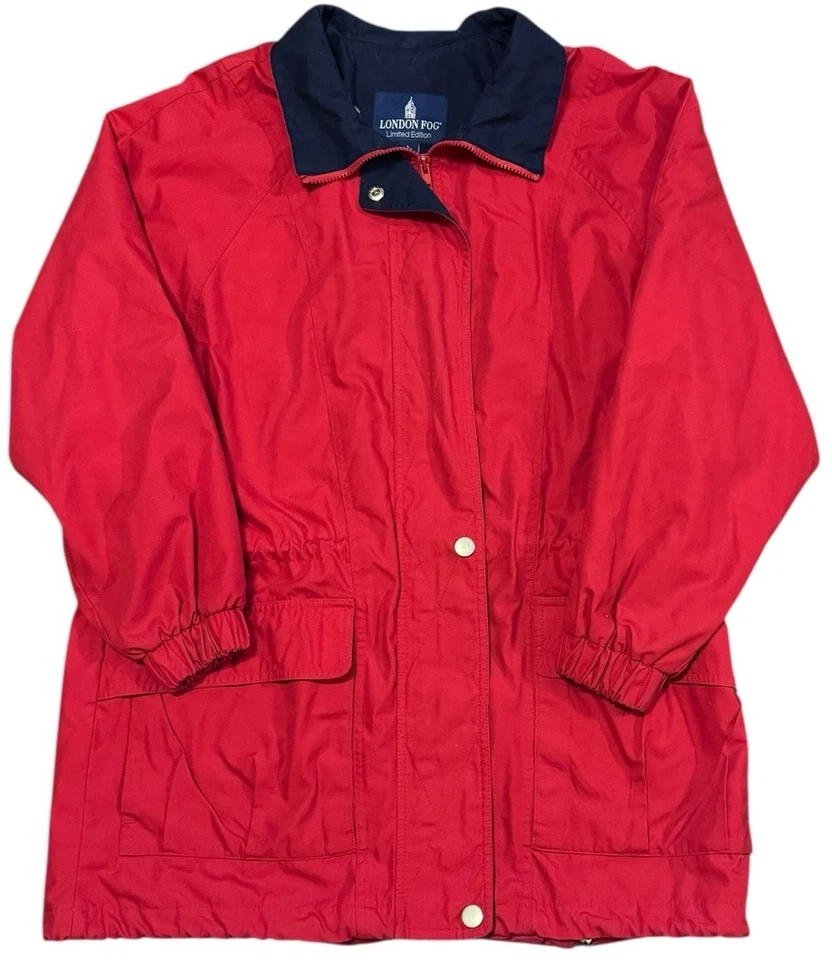 CHAQUETA LIGERA LONDON FOG EDICIÓN LIMITADA CINTURA AJUSTABLE ROJA MUJER TALLA L Foto 1 de 4