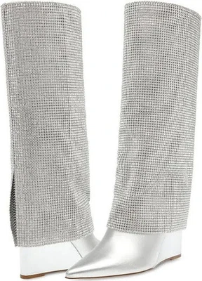 Steve Madden Riski Dazzling Crystal Rhinestone Fold Over Wedge Boots size 6  NEW - Image 1 of 4