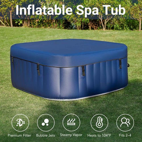 CO-Z 5ft Square Inflatable Spa Tub Indoor Outdoor Tub for Patio ...