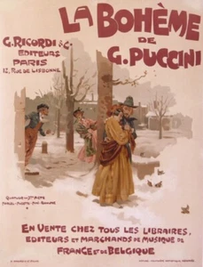 HOHENSTEINLA ADOLPH BOHEME DE G.PUCCINI 1896 VINTAGE POSTER - Picture 1 of 1