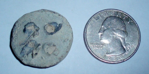 CHINESE ? ANCIENT LEAD COIN OR CLOTHING BUTTON ARTIFACT RELIC ANTIQUE PRIMITIVE Cover