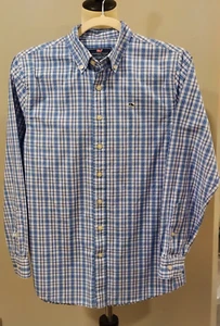 Vineyard Vines Boys Whale Shirt Button Up Long Sleeve Blue Plaid L (16) - Picture 1 of 8