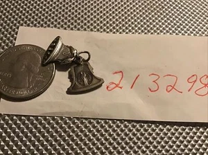 Vtg Sterling Silver Catholic Religious Bell  Slide Medal Bracelet Charm - Picture 1 of 8
