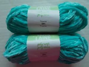 Needle Crafters Poly-Soft chenille yarn, Aqua, lot of 2 (51 yds ea) - Picture 1 of 2