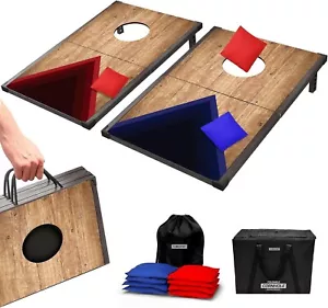 Tragbares Cornhole-Set aus Holz, 2 Bretter, 8 Sitzsäcke, faltbares Design, alle Altersgruppen - Bild 1 von 7