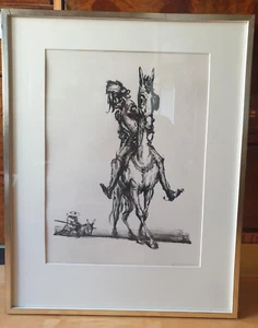 Original-Grafik A. Paul Weber "Don Quijote" signiert 62 x 78 cm - Bild 1 von 2