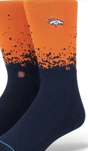 NEW Denver Broncos Orange/Navy Logo Crew Socks by STANCE Mens Large - Picture 1 of 3