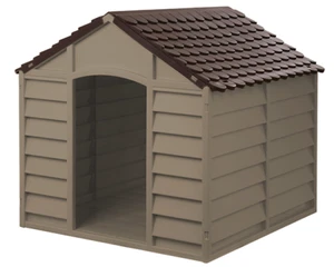 Cuccia per Cani per esterno Pvc 78X84X80H Beige / Marrone impermeabile lavabile - Foto 1 di 2