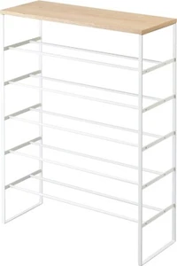 Yamazaki 3369 Shoe Rack with Top Plate, 6 Tiers, White, Shoe Rack with Hooks JP - Picture 1 of 8