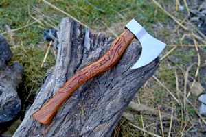 Engraved Viking Bearded Axe Handmade Carbon Steel Camping Hunting Tool Gift - Picture 1 of 11