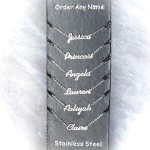 ANY Name Plate Necklace Personalized Custom Silver Stainless Steel Pendant Gift