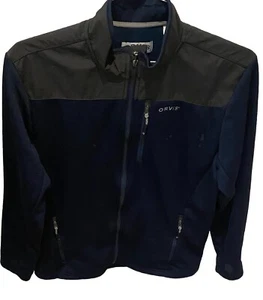 Orvis Jacket Mens Medium Full Zip Long Sleeve Lightweight Fleece Lined Blue&Gray - Picture 1 of 9