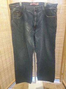 Attitude Mens Jeans Size 42 x 32 Straight Leg Denim Blue Dark Wash Pockets - Picture 1 of 10