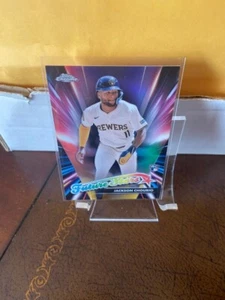 2024 TOPPS CHROME JACKSON CHOURIO FUTURE STARS REFRACTOR ROOKIE CARD RC BREWERS - Picture 1 of 2