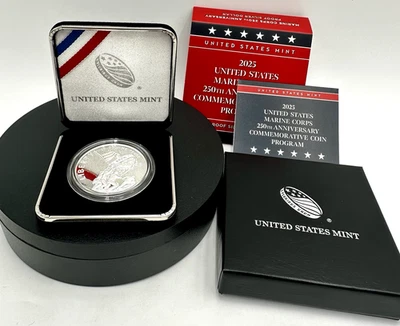 2025 U.S. Marine Corps 250th Anniversary Proof Silver Dollar Coin - Image 1 of 2