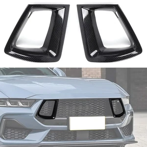Carbon Fiber Front Bumper Grille Side Air Vent Covers for Ford Mustang 2024 2025 - Picture 1 of 11