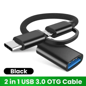Type-C 2-in-1 Adapter Micro USB & USB 3.0 Female To USB-C Male Converter, Black - Picture 1 of 12