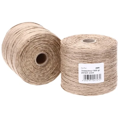 GARPET Bindfaden 500 g 500 m poliert Jute Paket Schnur Bastel Garn Garten Kordel